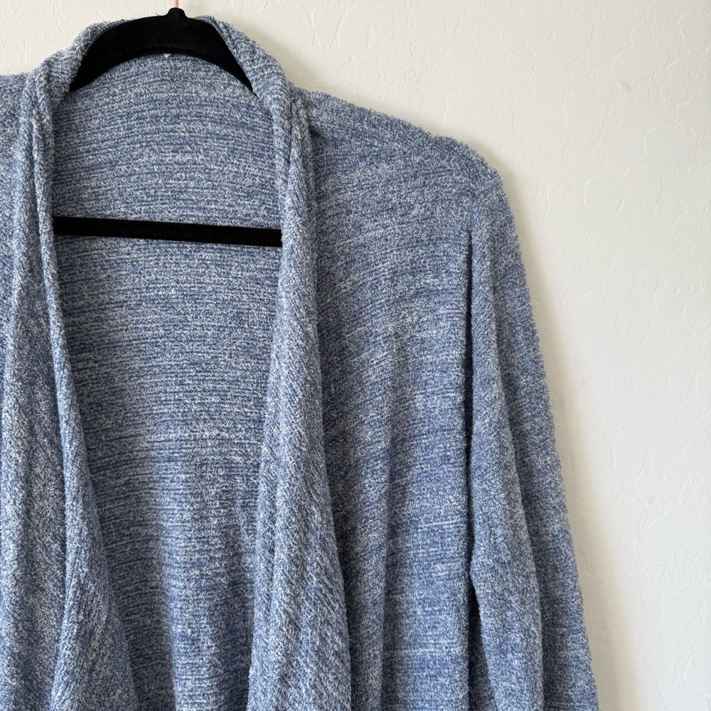 Shimera Cozy Soft Blue & White Fuzzy Open Front Hi Low Cardigan Medium - Picture 2 of 12